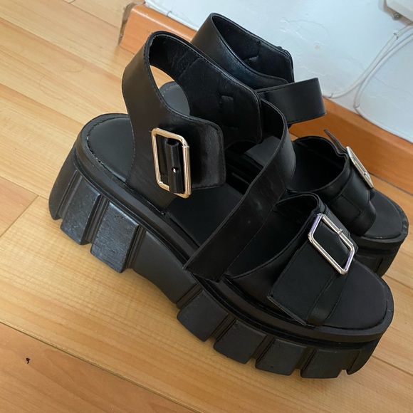 Platform sandals black Truffle new - Picture 3 of 4